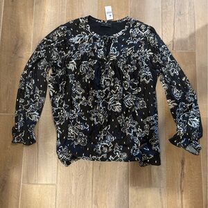 Lane Bryant Black and White Floral Blouse